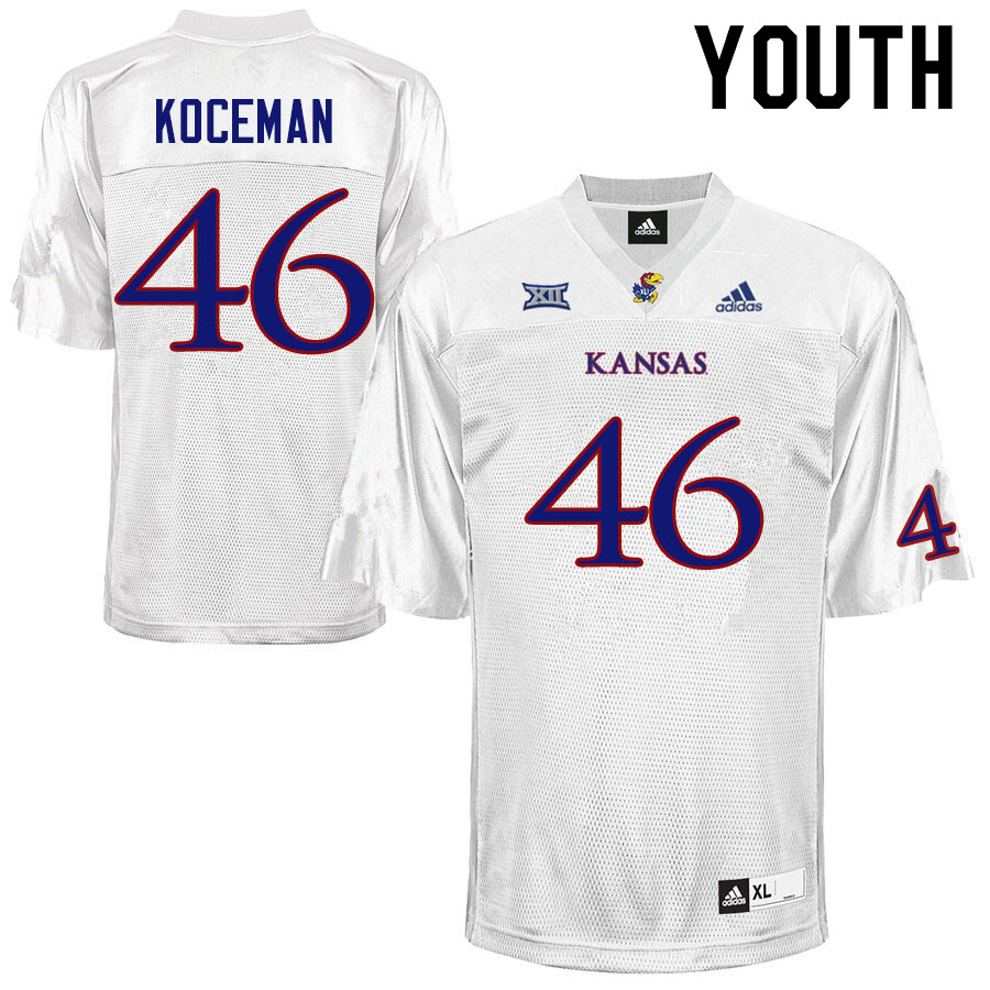 Youth #46 Jack Koceman Kansas Jayhawks College Football Jerseys Sale-White - Click Image to Close